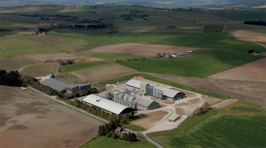 Aerial view of grain site